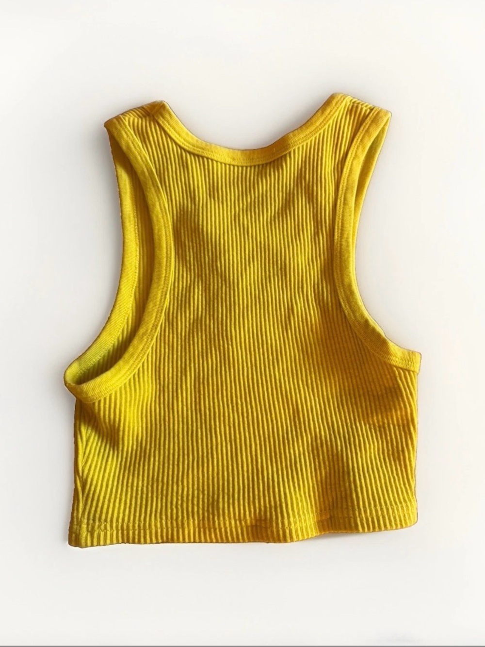 I.AM.GIA Mustard Ribbed Logo Crop Tank - Picture 2 of 3